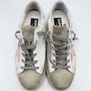 NIB NEW Golden Goose GGDB White Pink Suede Leather Super Star Sneakers EU 40
